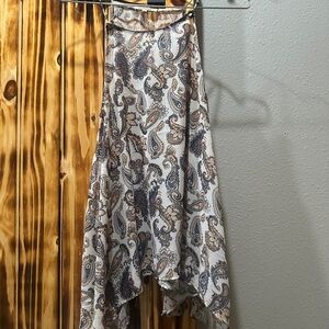 Kori Blue and Cream Paisley Sheer Tank